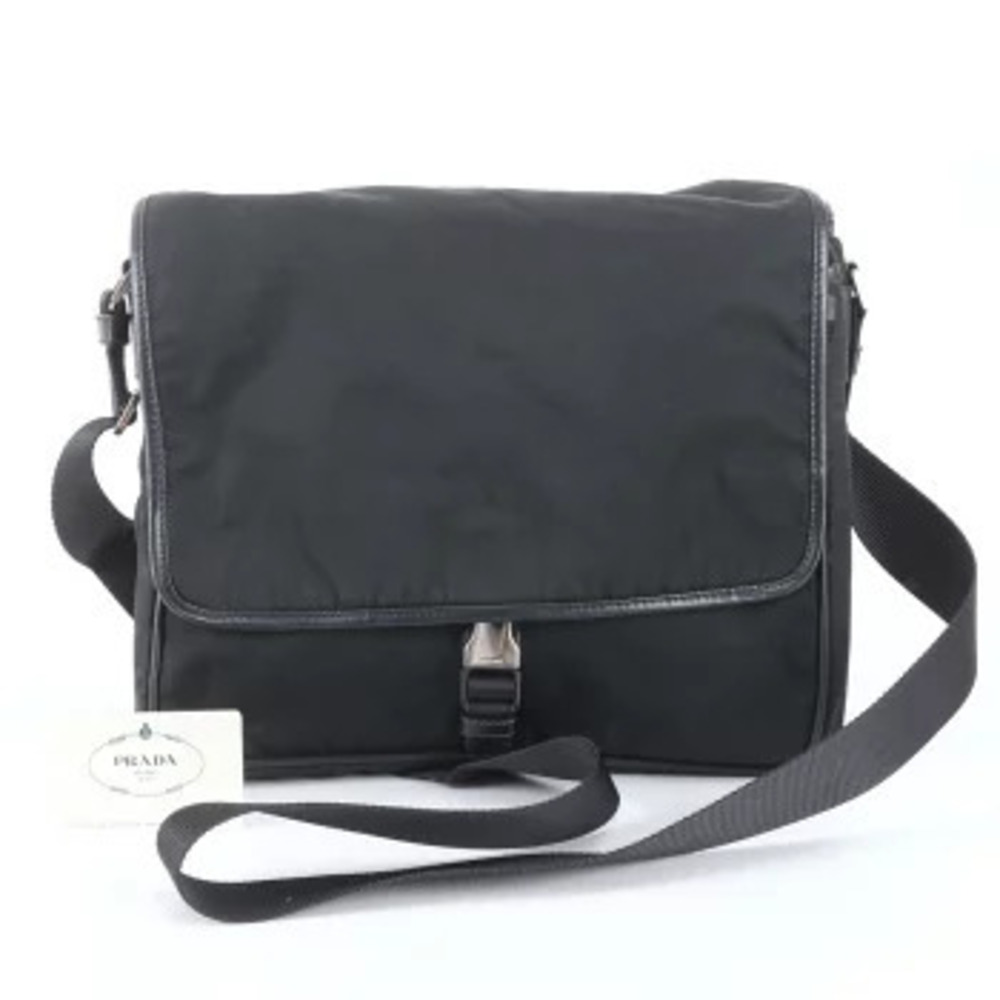Prada Okayama Tenmaya Card Tessuto Leather Crossbody Bag Blue